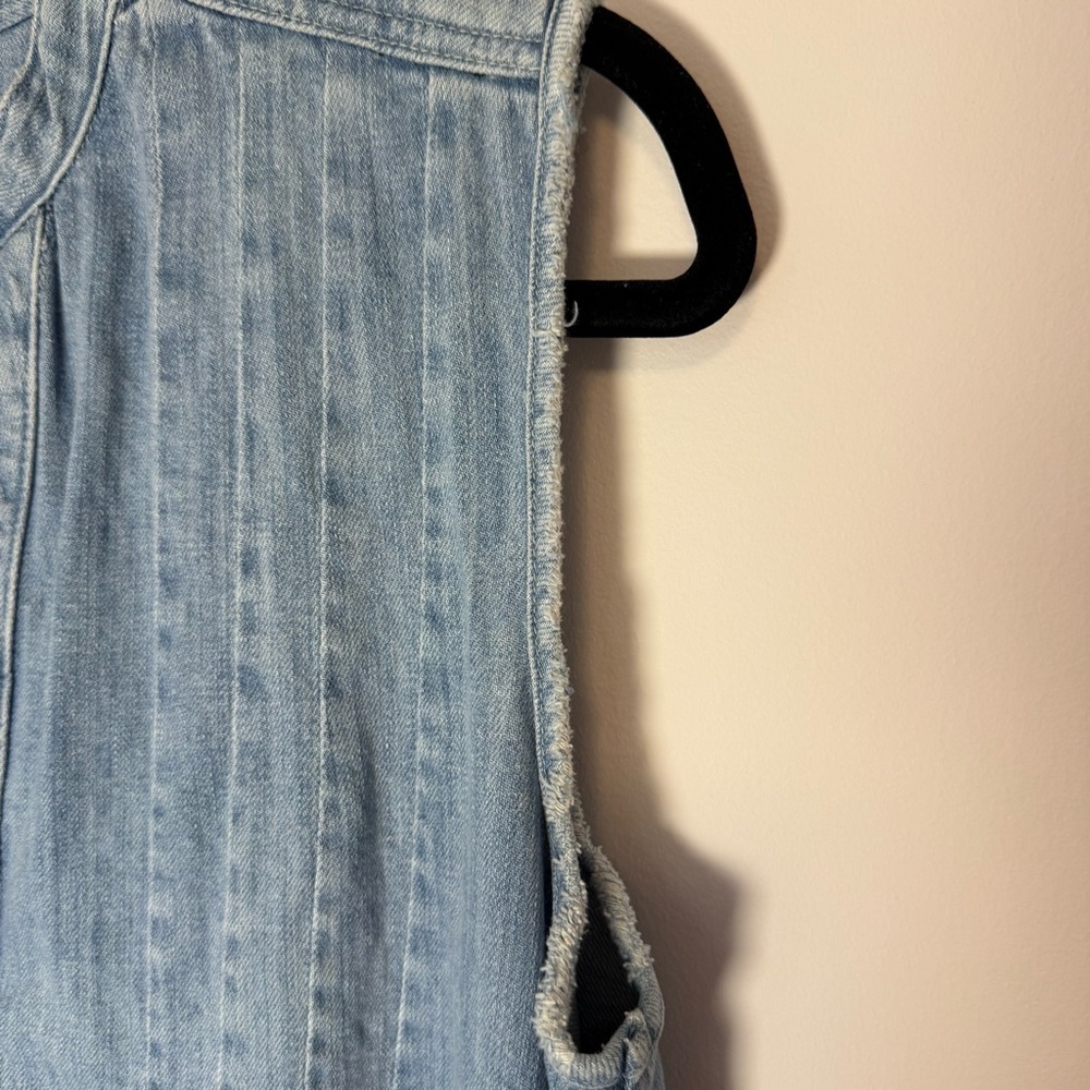 Current/Elliott Blue Denim Sleeveless V-neck Tuck Dress with Pockets Size 2 - Picture 6 of 9